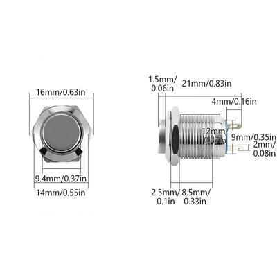 Practical Metal Button Switch 12MM Self-locking Reset Start Stop Circular High/flat Head Normally Open/normally Closed Switch