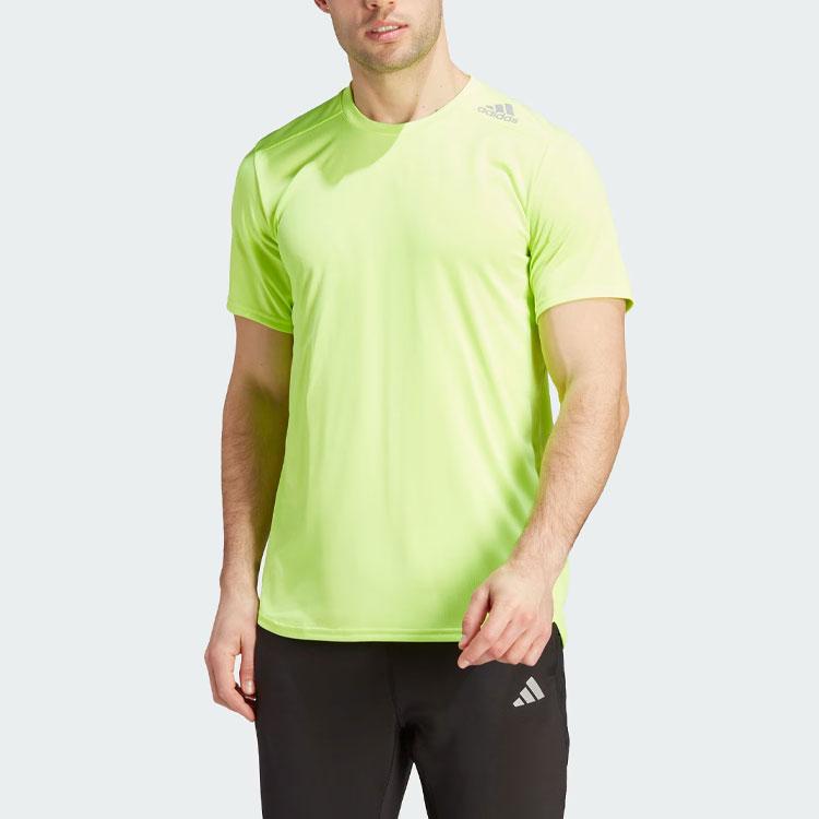 Adidas Designed For Running Reflective Stripe T-Shirt Men Tops Bright-Lemon-Yellow IJ9379