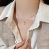 "Elegant Korean Titanium Steel Zircon Bow Necklace for Women"