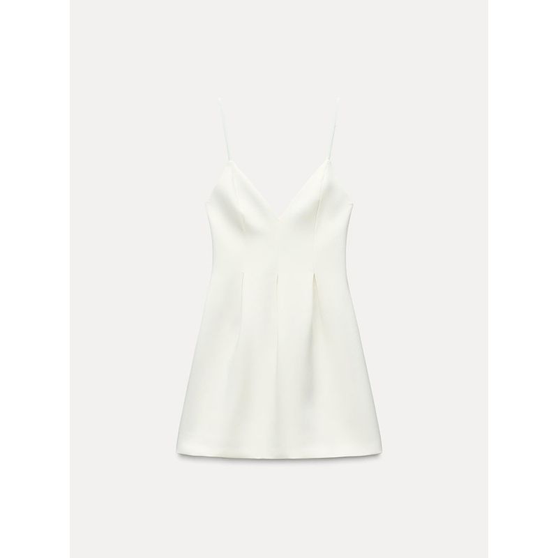 

Za2025 Spring New Women clothes Sexy Sling Slimming Wide Hem Sleeveless V-neck Short Dress 2161777 White L