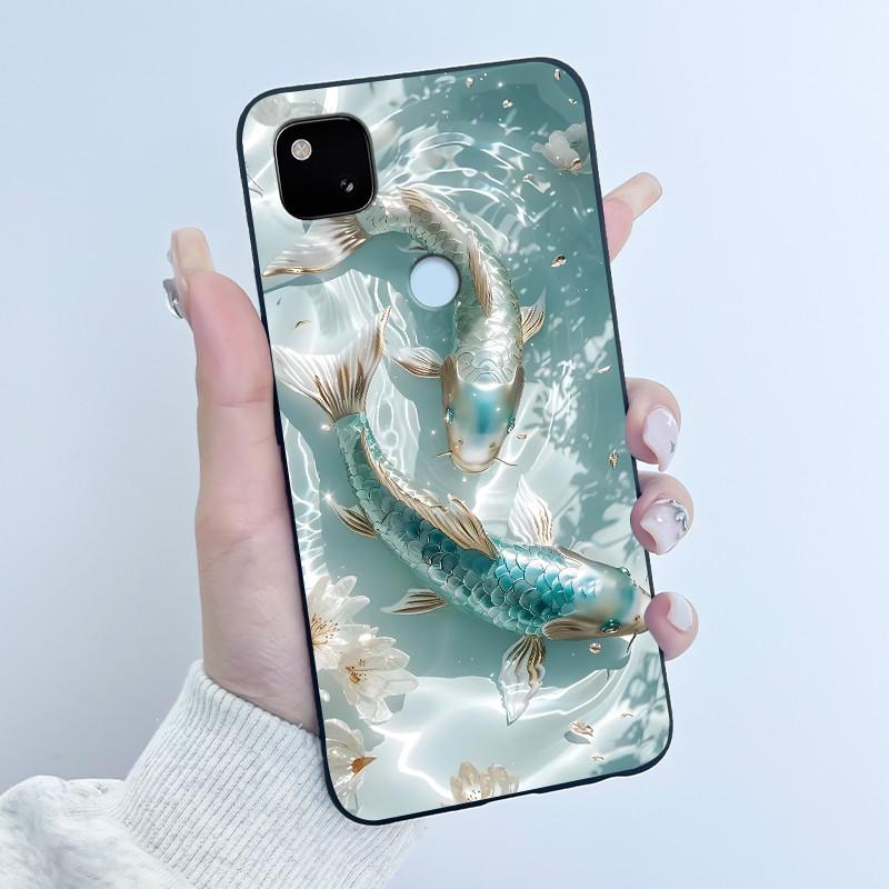 For Google Pixel 4a 4G Case Luxury Cute Love Rabbit Funny Soft Black Matte TPU Silicone Back Protective Cover Slim Thin Casing