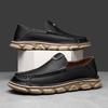 Fashion Mens Genuine Leather Business Leather Shoes Thick Soled Comfortable Slip-on Lazy Shoes Quality Handmade Stitching Casual Loafers