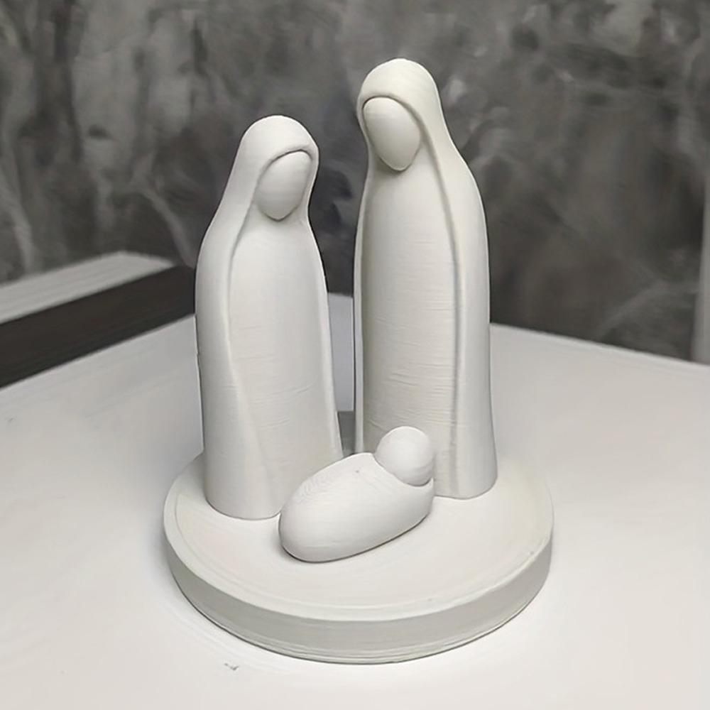 Minimalist Mini Nativity Scene Figurine 3D Printed Jesus Birth Sculpture Religious Gifts