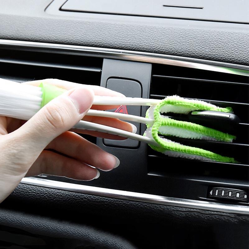 Double Head Car Detail Cleaning Brushes Car Air Vent Cleaning Conditioner Grille Duster Wipe Brushes Car Interior Cleaning Tools