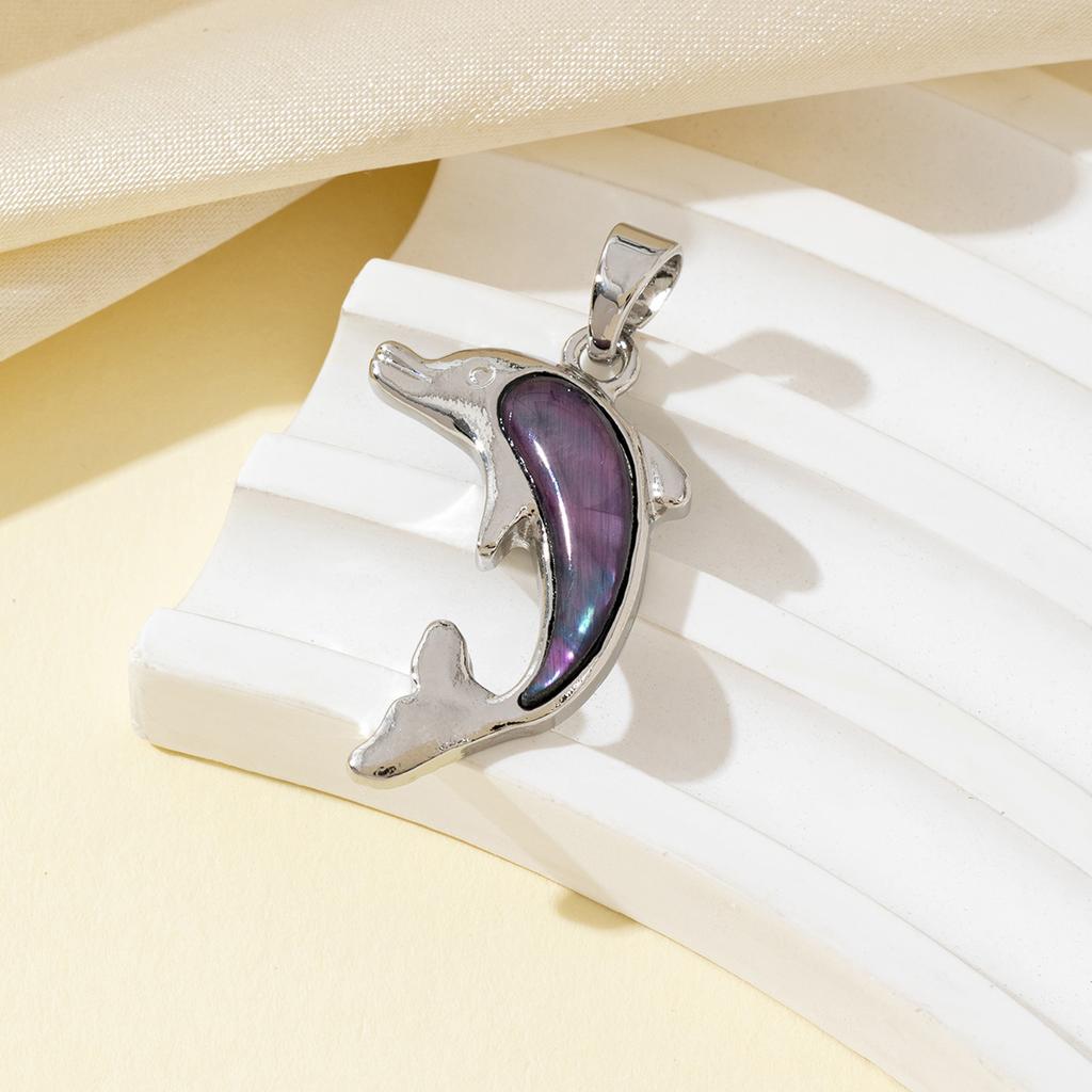 1pc Dolphin Natural Shell Pendant 27x19mm Silver Frame Iridescent Abalone Mother Pearl Ocean Charm DIY Necklace