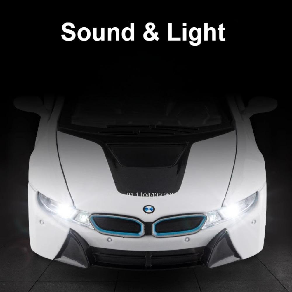 1:22 Scale I8 Mc20 Sports Car Model Toy Diecast Metal Pull Back Simulation Sound Light Luxury Cars Models Collection Ornaments