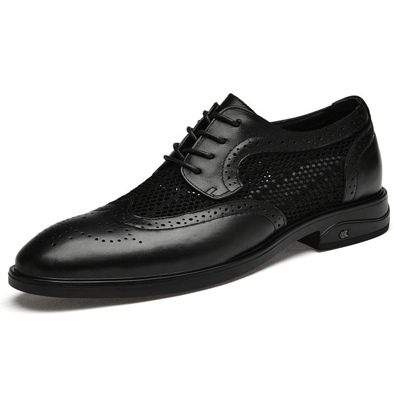 Men s Trendy Leather Brogue Lace-up Shoes – Casual  Stylish with Mesh Design 39