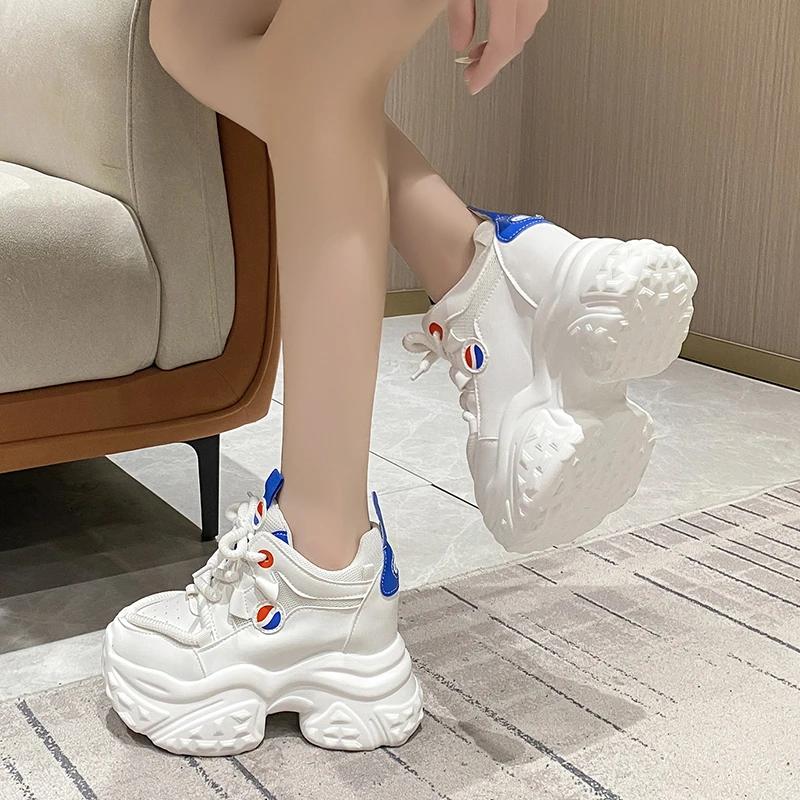 Fashion 10CM Autumn Platform Mesh Sneakers Women Breathable Tennis Female Vulcanized Shoes Spring Chunky Sneakers Sports Dad Shoes Woman