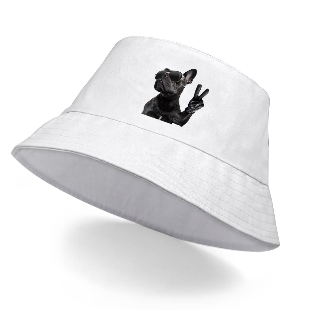 Cool Dog Wear Glasses Print UV Protection Bucket Hat Solid Bucket Hats Man Warm Fisherman Ideal Choice For Hiking Summer Hat
