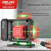 DELIXI Green Laser Level - 12 Lines, High Precision, Wall and Floor Mount, with Blue Light for Outdoor Use