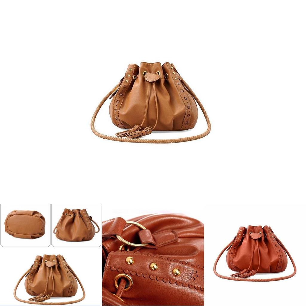 Elegant Women Bucket Shape Tassel Decorated Shoulder Cross Body Bag For Stylish Looks