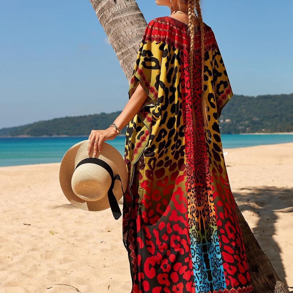 Leopard Print Evening Dress for Women - Colorful, Loose, Plus Size