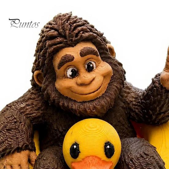 Small Collectible Ornament Sasquatch And Duck Figurine, on Swimming Ring Statue, Lifelike Resin Statue Funny Animal for Home Tabletop Shelf