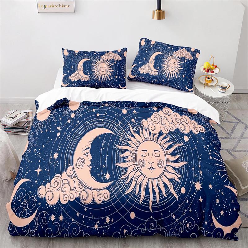 Boho Sun And Moon Duvet Cover Mysterious Astrology Bedding Set Microfiber Witch Wiccan Fortune-Telling Tarot Cards Quilt Cover