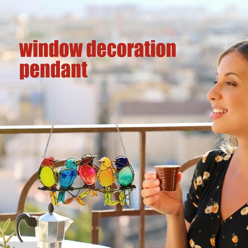 Bird Shaped 2d Acrylic Pendant Chain Home Window Decoration Handmade Acrylic Interior Window SuncatcherHome Indoor Decor