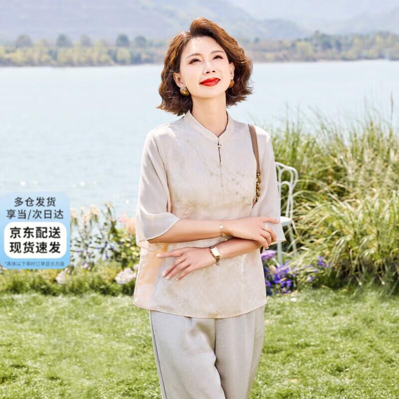 XUEXI New Chinese Style Half-Sleeve Summer Top for Mothers XL
