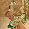 Fashion 2025 New Women Slippers Fashion Shoes Woman Chunky Heels Hollow Casual Sandals Summer Rhinestone Slippers Ladies Slides Women