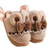 New Winter Thick Plush Bow Cotton Slippers Home Indoor Warm Non-slip Cute Couple Cotton Shoes