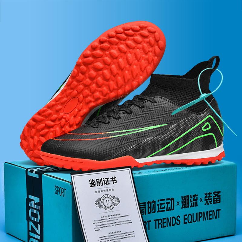 Nowe męskie i damskie buty piłkarskie z wysoką cholewką na długie łamane paznokcie, dziecięce buty sportowe na zewnątrz, profesjonalne buty piłkarskie