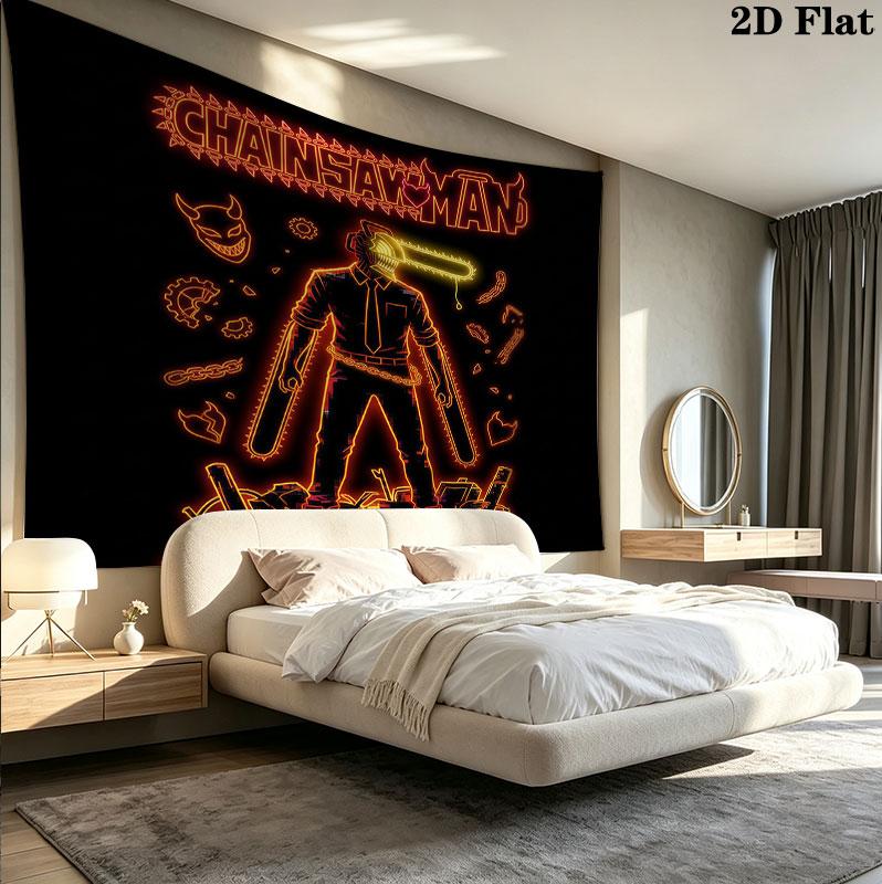 Tapestry Ścienne Chainsaw Man Estetyczna Dekoracja Ścienna Drukowany Materiał Koc Dekoracyjne Tapiserie Do Sypialni Salonu Wystrój Domu