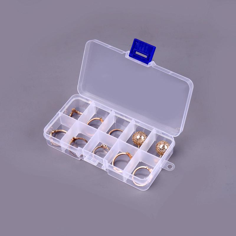 Transparent 10-Compartment Removable Jewelry and Makeup Organizer Box