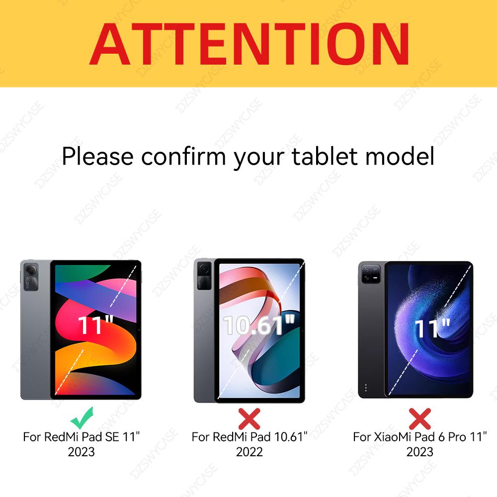 Case for Xiaomi Redmi Pad SE 11 Inch 2023, With Pencil Holder, Trifold Stand Clear PC Back Case, With Auto Sleep/Wake
