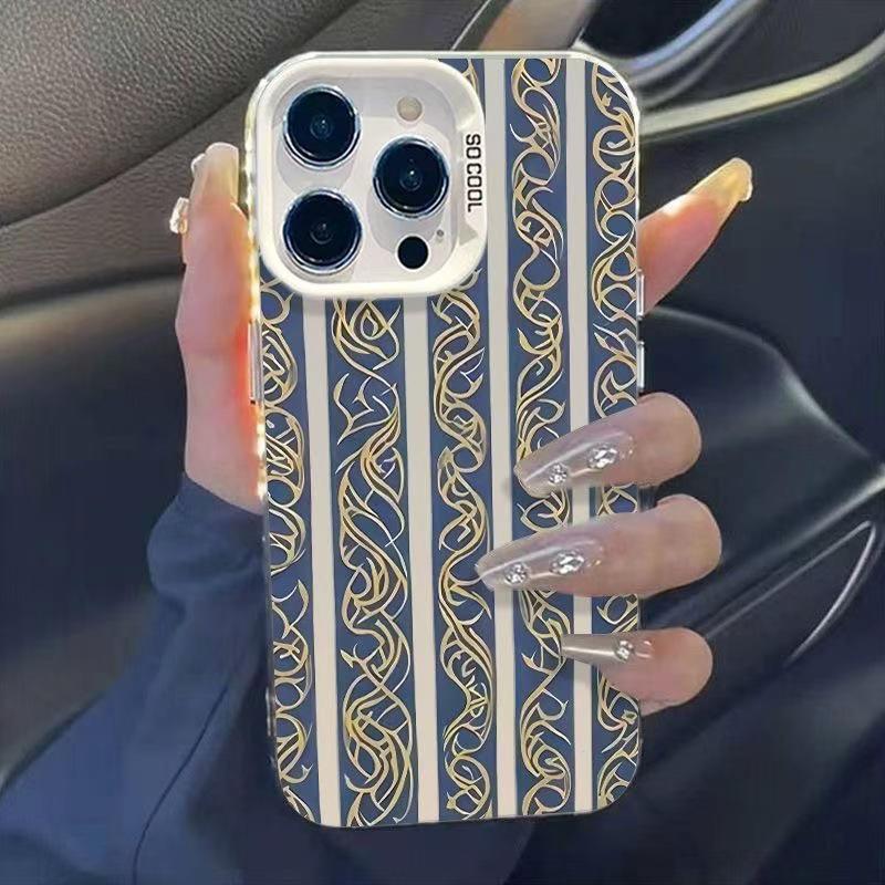 

Retro Stripes Protective iPhone Case for Models 13-17, Creative Cross-Border Design, Drop-Proof for iPhone 14 Pro & 16 Pro 15 Pro Max