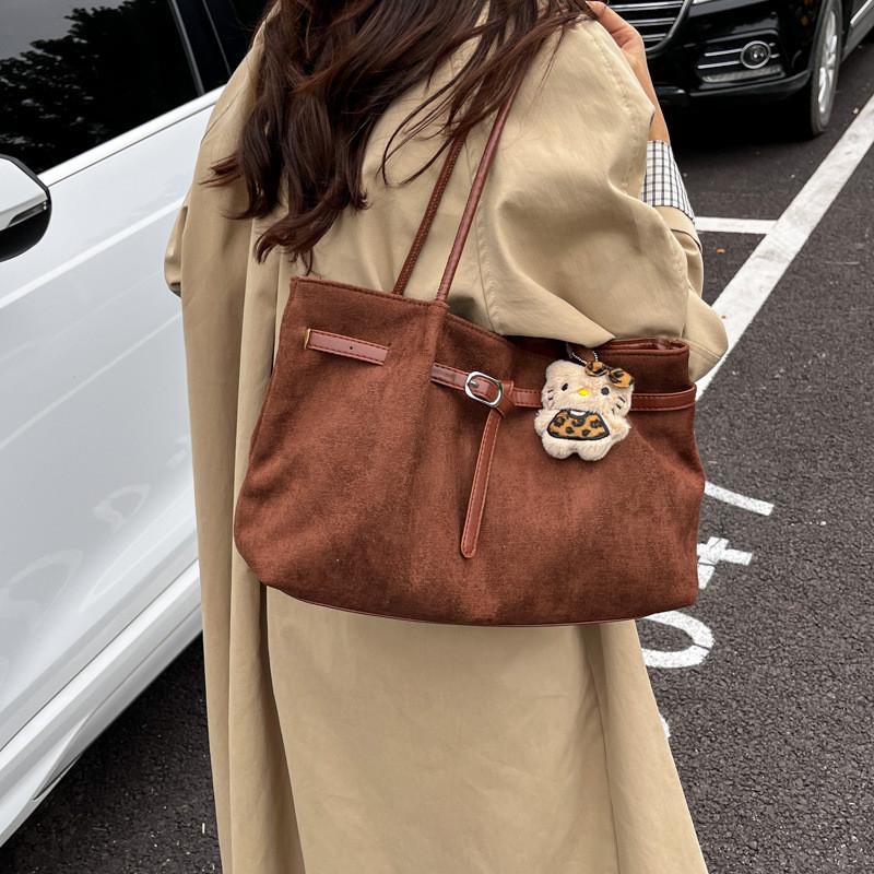 Streetwear Tote Bag For Women Large Suede Shoulder Crossbody With Magnetic Closure