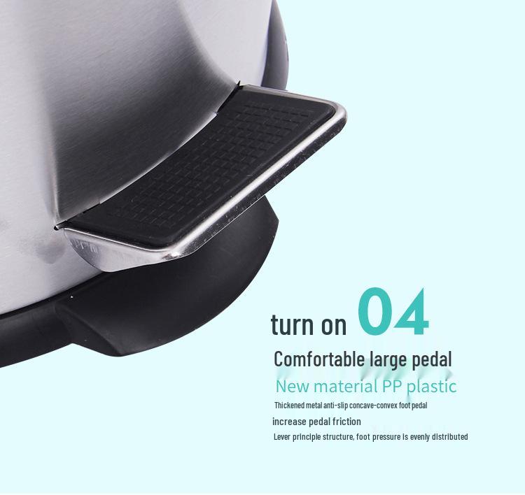 Stainless Steel Flip-Top Trash Can: Silent, Soft-Close, Foot-Operated Bin for Bathroom or Kitchen.