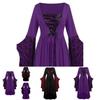 Costume da Strega Gotica Vintage Cosplay Abito Elegante Retrò Manica Lunga Fantasia Teschio Ampia Gonna Svasata