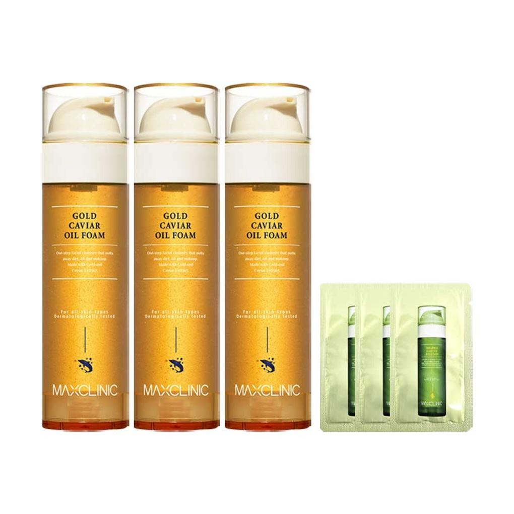 Max Clinic Oil Foam Cleansing Gold Caviar Large Capacity 110g x 3 + 3 Samples Max Clinic Gold Caviar 110g x 3 + 3 samples