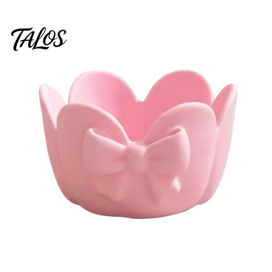 Floral Ring Dish 3D Printed Jewelry Tray, Flower Bow Storage Bowl for Rings Earrings Elegant Petal Shaped Necklaces, Decorative Desktop Organizer