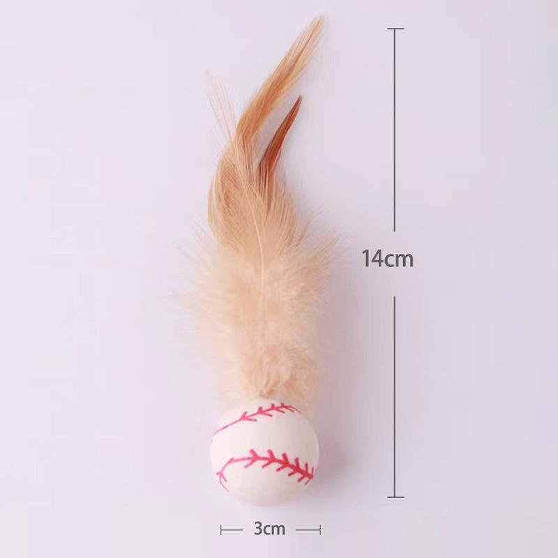 3Pcs Cat Feather Ball Toys Indoor Cats Bouncy Balls Toys Mini Basketball Football Baseball Cats Toys Pet Interactive Toys