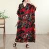 Kurzarm Plus Size Baumwolle Vintage Blumenmuster Neu in Kleidern für Damen lässig locker Maxi langes Sommerkleid