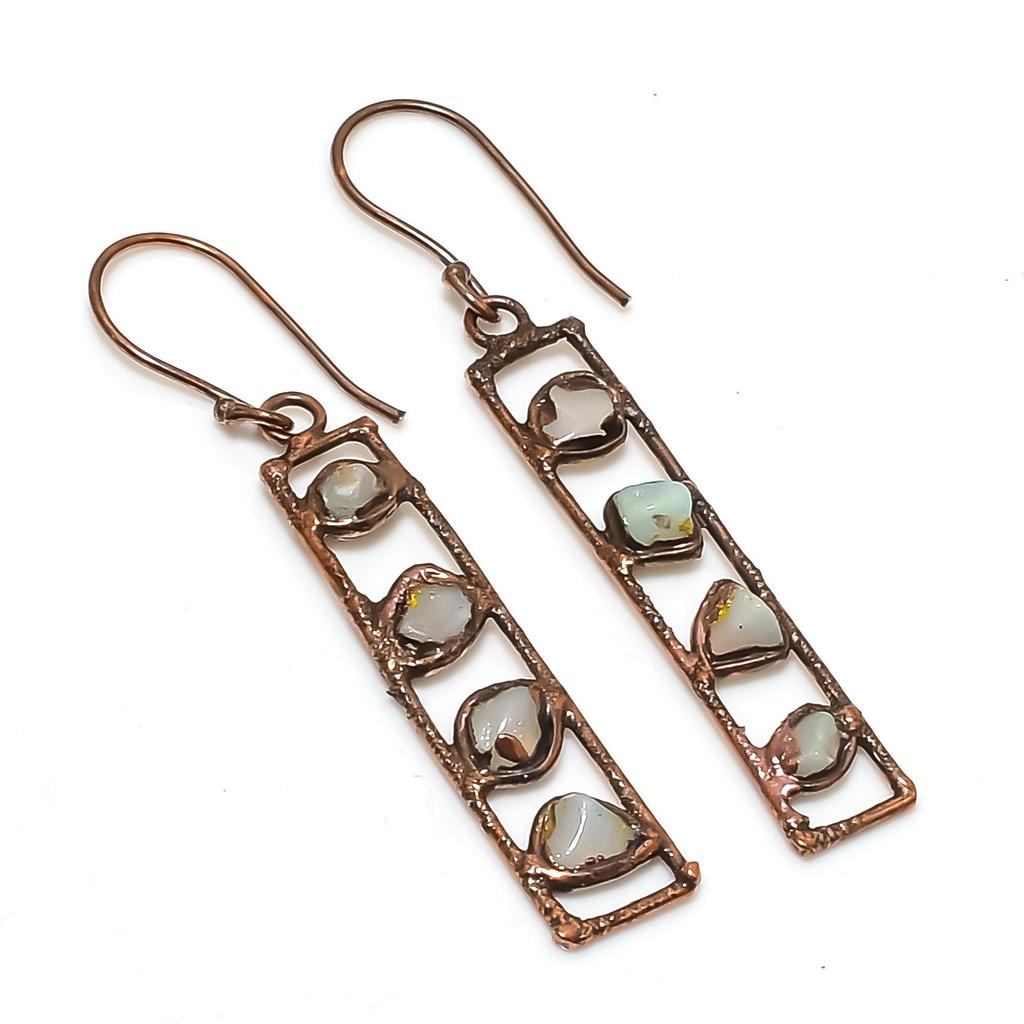 Rainbow Moonstone Earrings Gemstone Jewelry, Copper Electroformed Earrings, Handmade Beautiful Jewelry Earrings