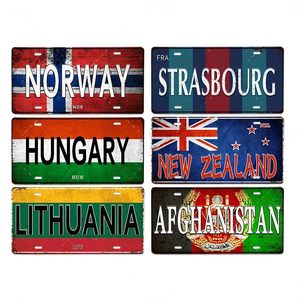 Popular Tourism Country Posters Vintage Metal Tin Signs License Plate Poster Car Garage Home Decor Plaque Vintage Art Painting