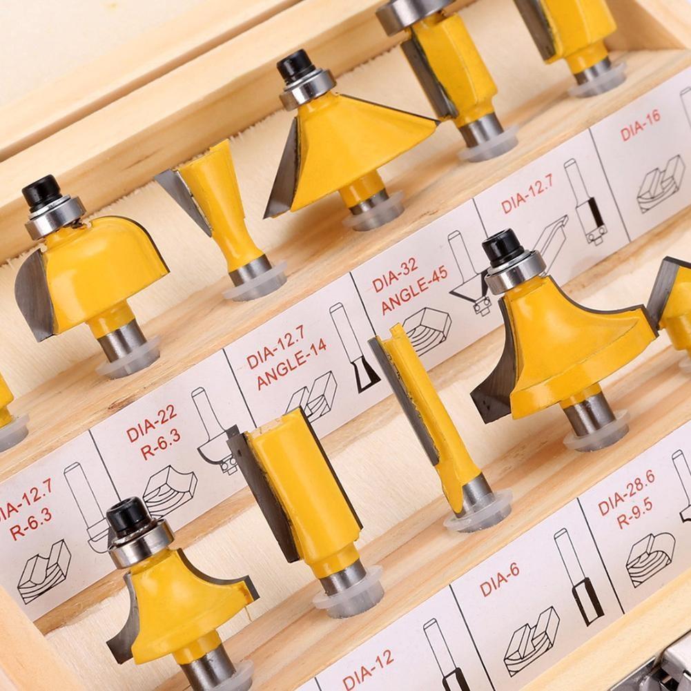 12pcs 8mm Router Bit Set Trimming Straight Milling Cutter Wood Bits Tungsten Carbide Cutting Woodworking Trimming