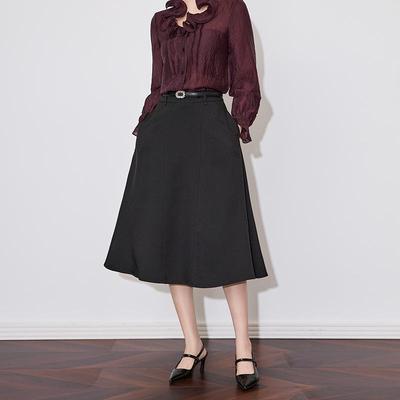 High-End A-Line High-Waisted Skirt - Elegant Hip-Covering Slimming Design for Early Spring