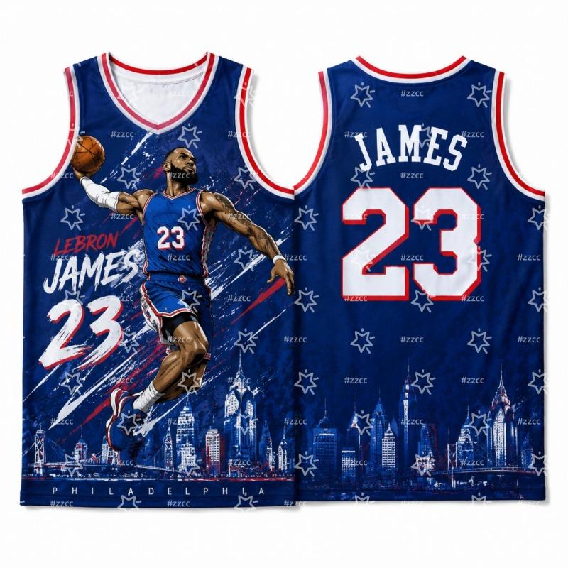 2026 Philadelphia Basketball jersey LeBron James 76 basketball jersey Summer Sports Shirt Children's Clothing Tee