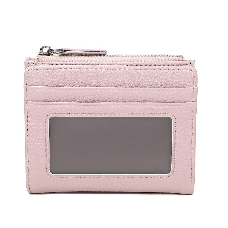 

Новый женский короткий кошелек для карт с узором личи, на молнии, для мелочи, многофункциональный, простой фиолетовый