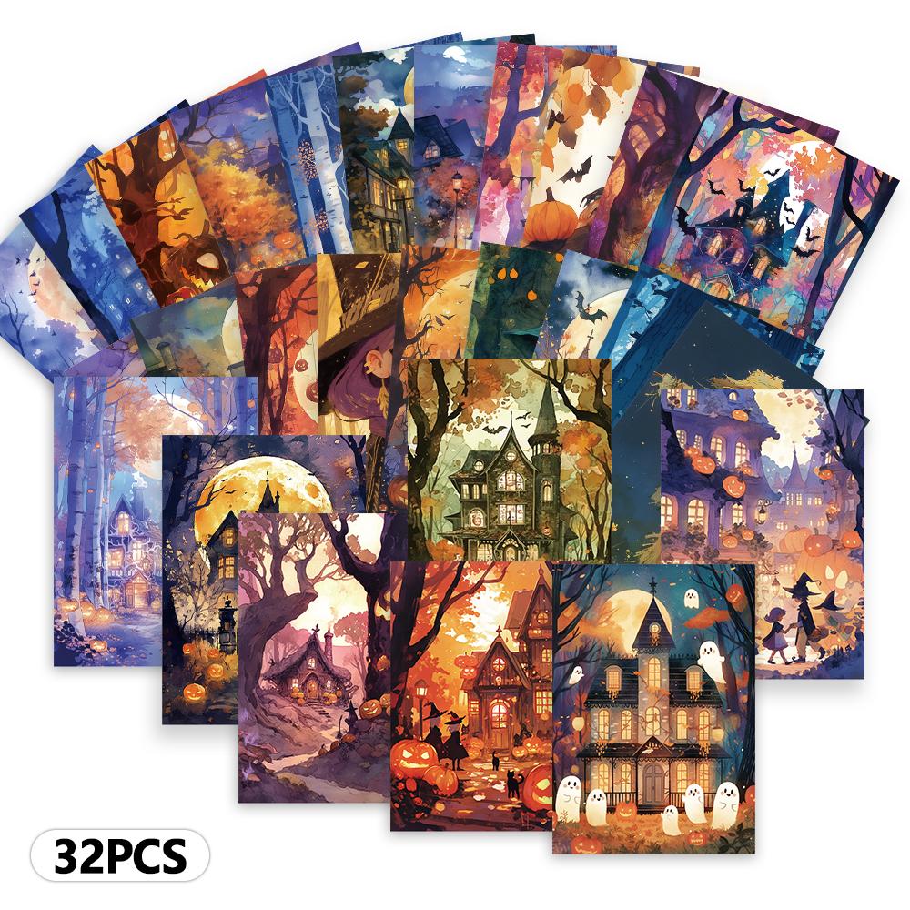 32 Stück, Halloween-Postkarten, skurril und lustig, Geburtstags-/Jubiläumsgeschenke, Sammlerstücke, perfekt zum Verschenken und Postversand geeignet.