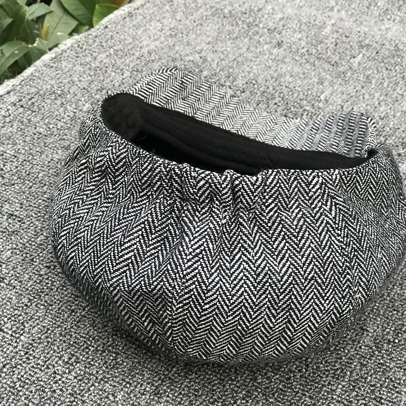 Youth British Vintage Herringbone Hat Men'S Spring Cap Plaid Beret