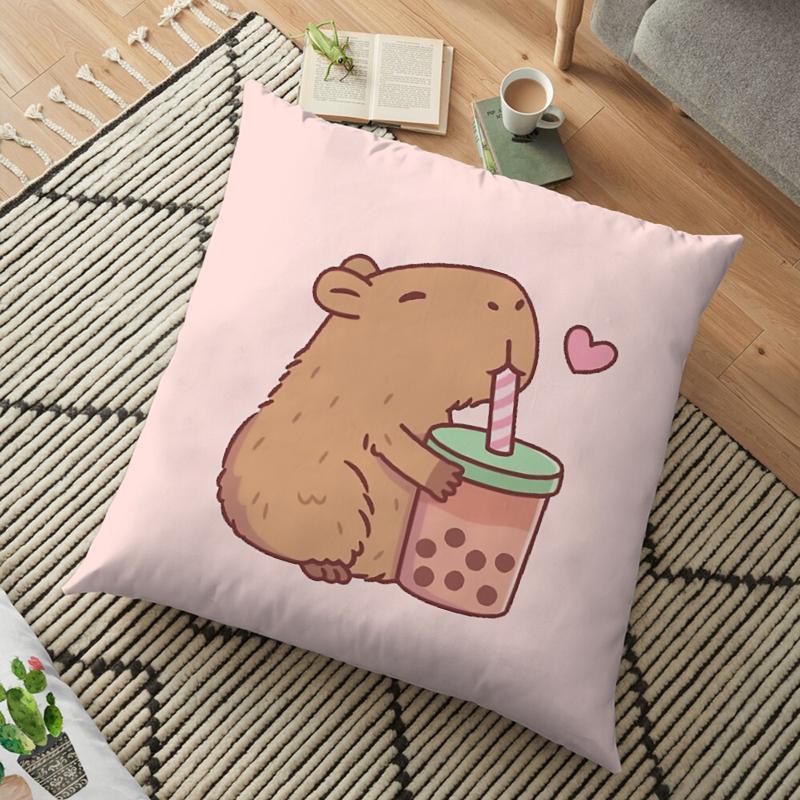 

Пушистая наволочка с капибарой, мой дух, животное, мультяшная подушка для спальни, гостиной, ползающий грызун, автомобильная подушка, подушка для домашнего декора 45 см 7