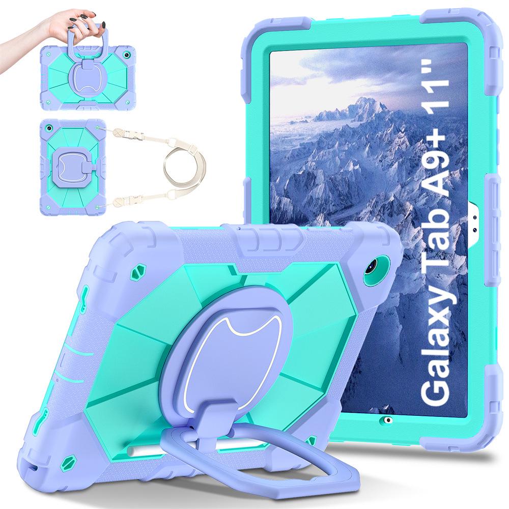 Samsung Galaxy A9/A9 Plus Anti-Drop Tablet Case with 360° Rotating Stand, Wristband, and Shoulder Strap