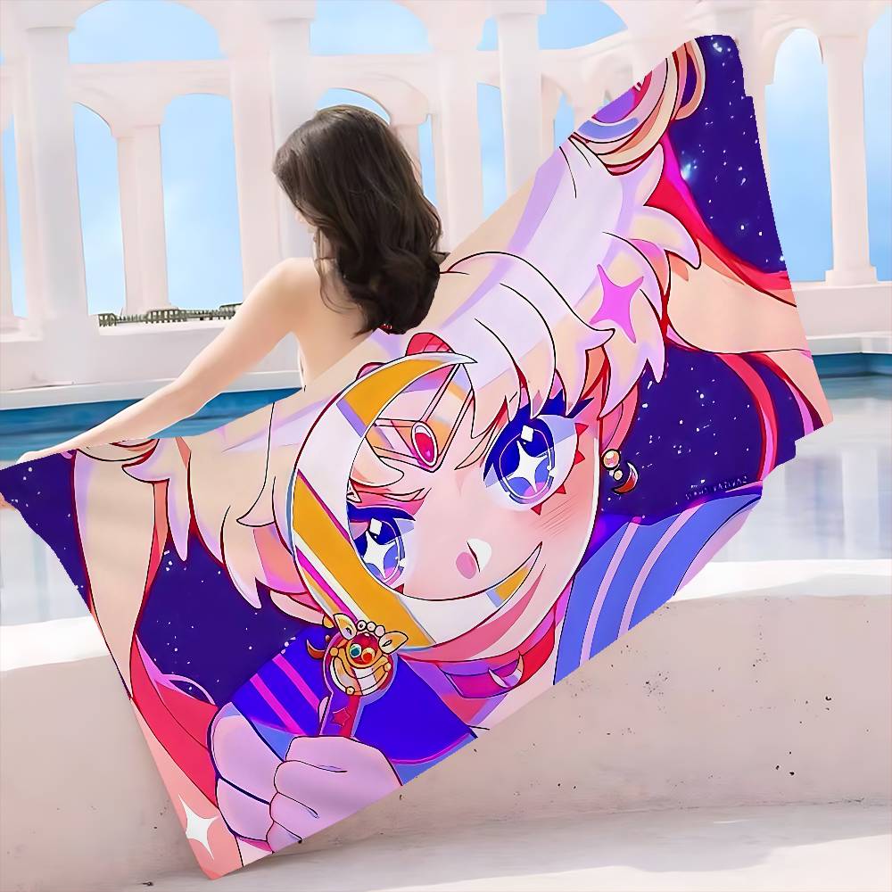 Magical Girl Anime S-Sailor M-Moon Big Microfiber Beach Towels Quick Dry Towel Sand Beach Towels Pool Towel for Travel Swim