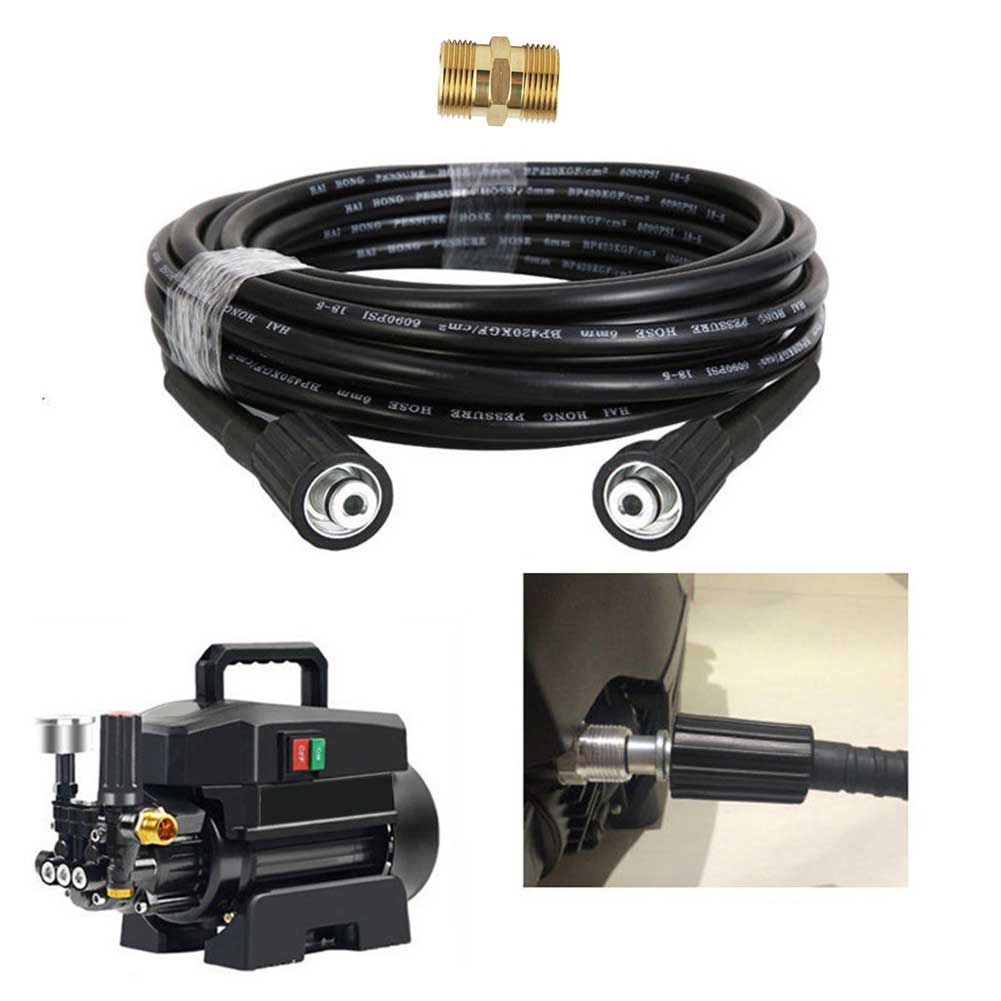 M22 Connector Pressure Washer Hose For Car Cleaning Rubber Construction Leak-proof Performance Steady Water Flow