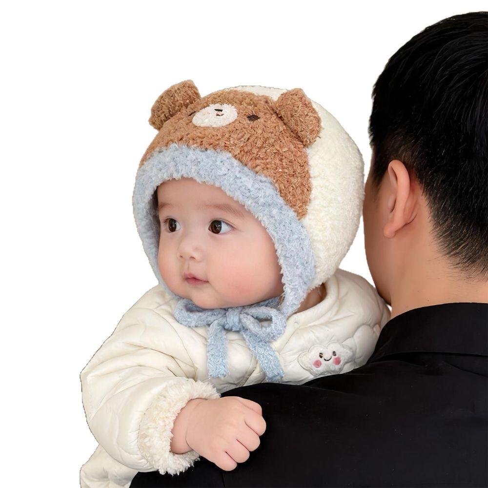 Thick Infant & Toddler Cartoon Plush Hat Knitted Animal Earflap Hat Winter Baby Hat Outdoor Wear