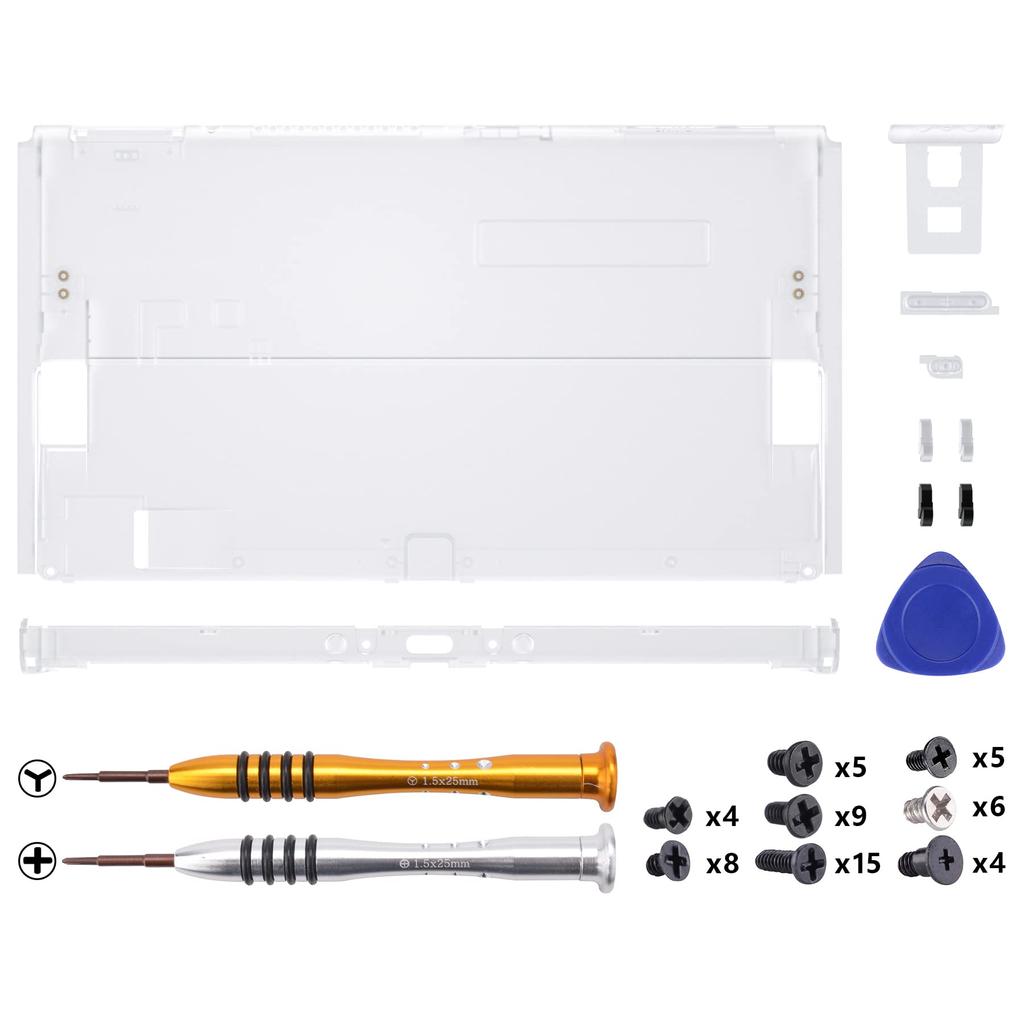 eXtremeRate Switch Compatible with OLED Soft Touch Console Back Plate DIY Replacement Housing Shell Clear Material Switch Shell Switch Stand Not