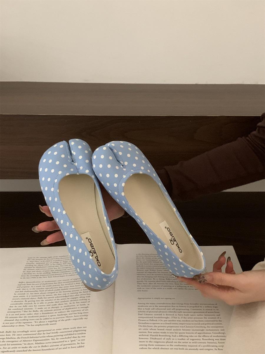 

Корейская версия туфель-дуду с одним педальным красным раздвоенным носком, подкова, на плоской подошве, новая обувь для леди с неглубоким вырезом, на мягкой подошве, женская 39 синий