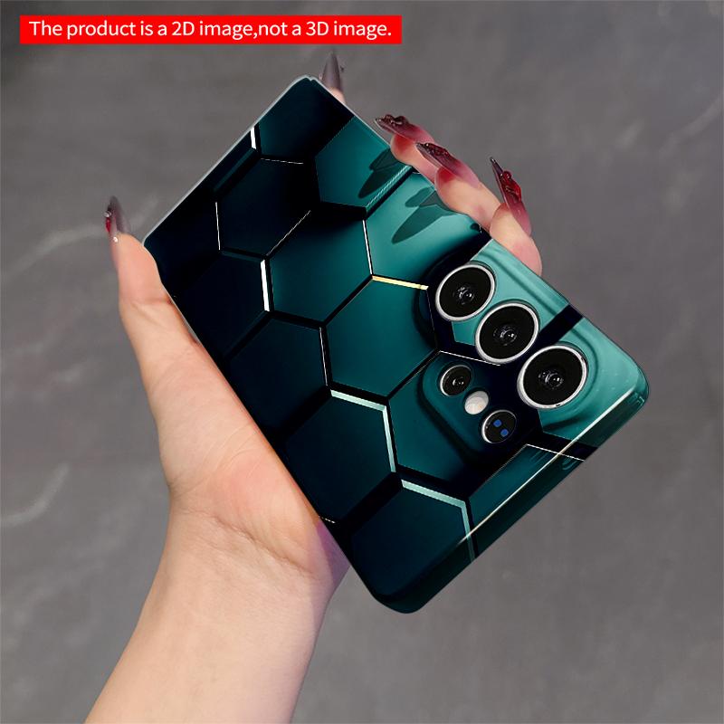 2DFlat Samsung phone case Teal Hexagon Geometric Pattern Phone Case Applicable to Galaxy S23 S24 S25ULTRA S26 A12 A14 A15 A16 A54 A55